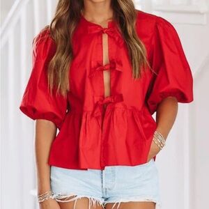 Olivaceous Scarlet Bow Blouse Small, New